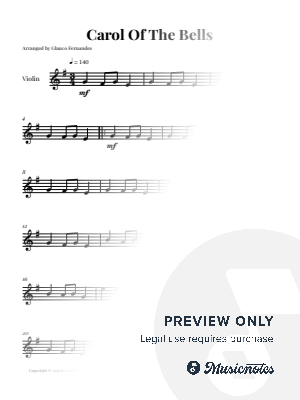 Carol Of The Bells | EASY VIOLIN SOLO by Glauco Fernandes - Sheet Music
