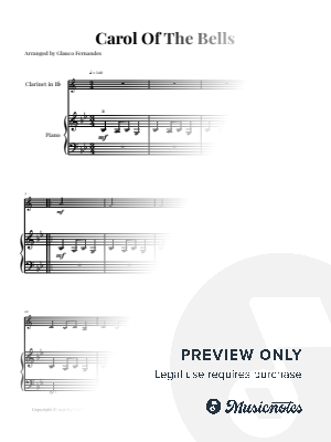 Carol Of The Bells | EASY Bb CLARINET and PIANO by Glauco Fernandes - Sheet Music