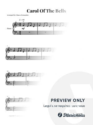 Carol Of The Bells | EASY PIANO by Glauco Fernandes - Sheet Music