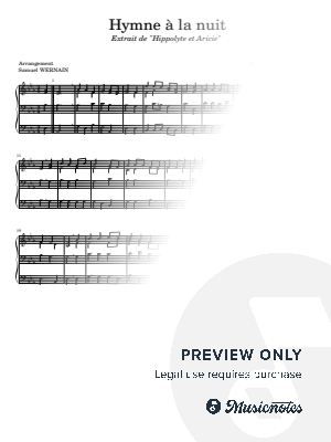 Hymne à la nuit - Hymn to the Night, by Rameau (for organ) by Samuel Wernain - Sheet Music