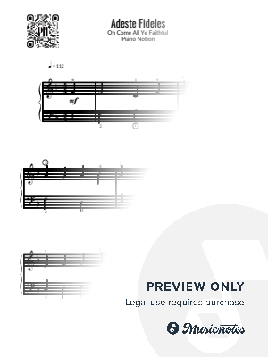 Adeste Fideles, Oh Come All Ye Faithful (Easy Piano)