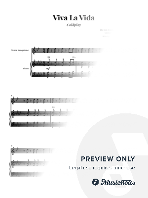 Viva La Vida - Coldplay | EASY TENOR SAX and PIANO (with Chords)