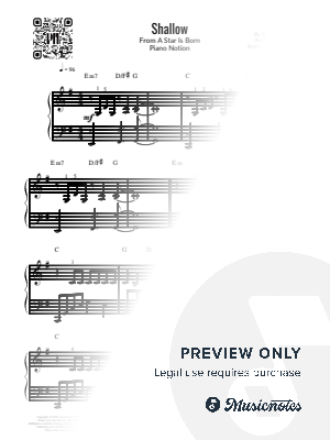 Shallow, A Star Is Born, Lady Gaga (Easy Piano) by Piano Notion - Sheet Music