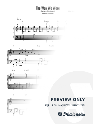The Way We Were, Barbra Streisand (Easy Piano) by Piano Notion - Sheet Music
