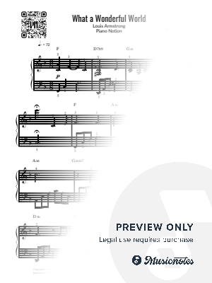 What a Wonderful World, Louis Armstrong (Easy Piano) by Piano Notion - Sheet Music
