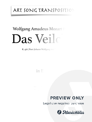 MOZART: Das Veilchen, K. 476 (transposed to E major) by Art Song Transpositions - Sheet Music