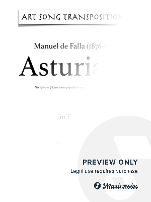 DE FALLA: Asturiana (transposed to F minor) by Art Song Transpositions - Sheet Music
