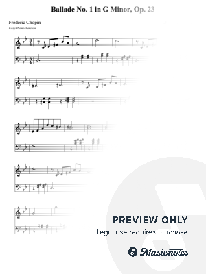 Ballade No. 1 in G Minor, Op. 23 – Frédéric Chopin (Beginner - Easy Version) by Nivek Piano - Sheet Music