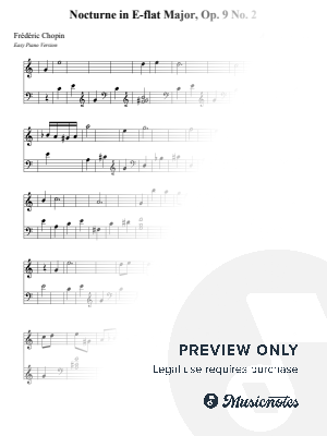 Nocturne in E-flat Major, Op. 9 No. 2 – Frédéric Chopin (Beginner - Easy Version) by Nivek Piano - Sheet Music
