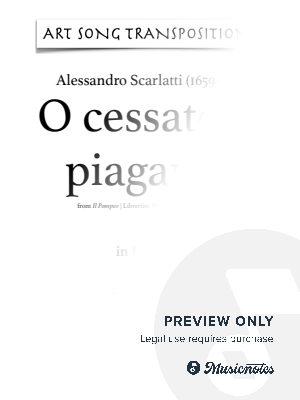 SCARLATTI: O cessate di piagarmi (transposed to D minor) by Art Song Transpositions - Sheet Music