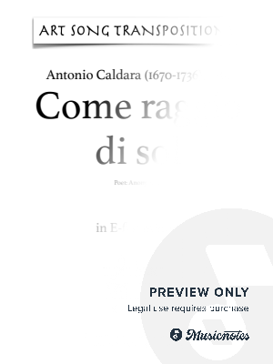 CALDARA (attr.): Come raggio di sol (transposed to E-flat minor) by Art Song Transpositions - Sheet Music