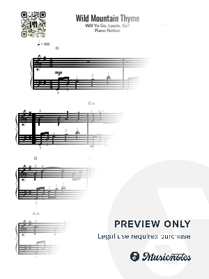 Wild Mountain Thyme, Will Ye Go, Lassie, Go, Robert Archibald Smith (Easy Piano)