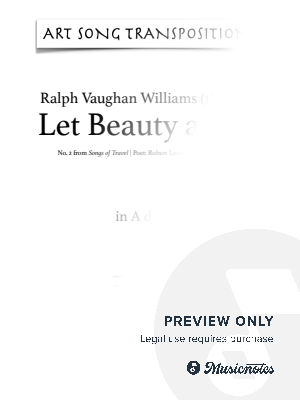 VAUGHAN WILLIAMS: Let Beauty awake (transposed to A dorian, 1 sharp) by Art Song Transpositions - Sheet Music