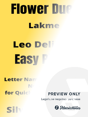 Flower Duet Lakme Easy Piano Sheet Music 2nd Edition by SilverTonalities - Sheet Music