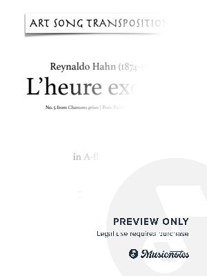 HAHN: L'heure exquise (transposed to A-flat major) by Art Song Transpositions - Sheet Music