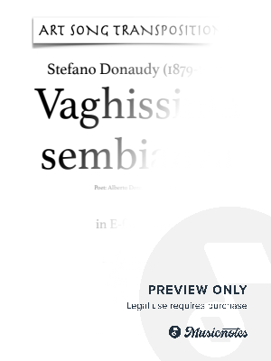 DONAUDY: Vaghissima sembianza (transposed to E-flat major) by Art Song Transpositions - Sheet Music