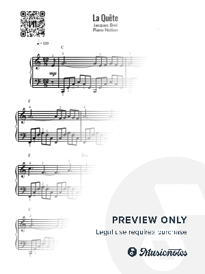 La quête, Jacques Brel (Easy Piano) by Piano Notion - Sheet Music