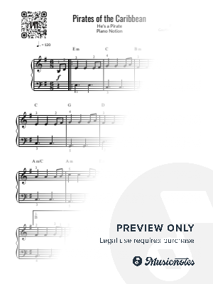 Pirates of the Caribbean, He's a Pirate (Very Easy Piano)