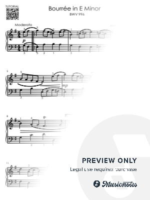 Bourrée in E Minor – J. S. Bach + Easy Piano Tutorial (Early Intermediate) by Alicja Urbanowicz - Sheet Music