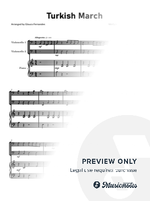 Rondo Alla Turca (Turkish March) - Mozart | EASY CELLO DUET & PIANO by Glauco Fernandes - Sheet Music