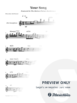 Your Song - Elton John | ALTO SAX SOLO (with Chords)