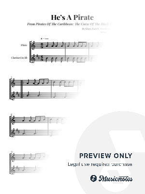 He's A Pirate - Pirates of the Caribbean | FLUTE & CLARINET DUET by Glauco Fernandes - Sheet Music