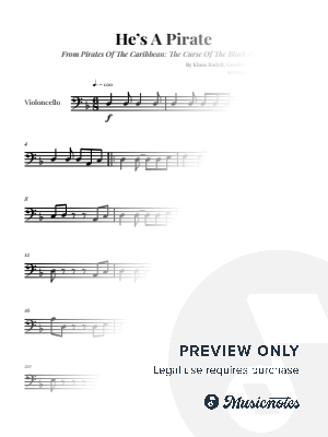 He's A Pirate - Pirates of the Caribbean | CELLO SOLO (Easy/Intermediate) by Glauco Fernandes - Sheet Music