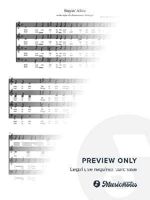 Stayin' Alive in the style of a 16th century madrigal by Jonasquin - Sheet Music