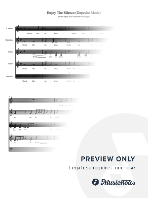 Enjoy the Silence in the tyle of a Gesualdo madrigal by Jonasquin - Sheet Music