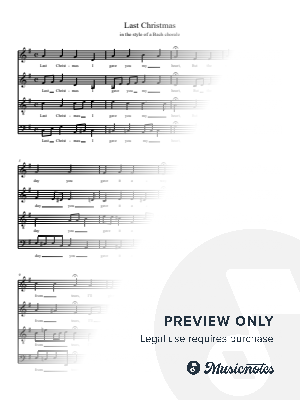 Last Christmas in the style of a Bach chorale by Jonasquin - Sheet Music