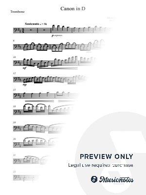 Canon in D - Johann Pachelbel - Solo TROMBONE (full version) by Charlene Elisha Gregory - Sheet Music