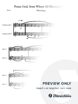 Praise God from Whom All Blessings Flow (Doxology) for Clarinet Duet by B. C. Dockery - Sheet Music