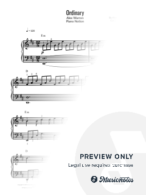 Ordinary, Alex Warren (Easy Piano) by Piano Notion - Sheet Music