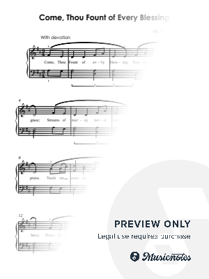 Come, Thou Fount of Every Blessing (Easy Piano & Lyrics)