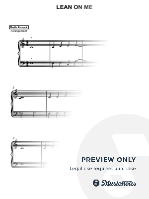 Lean on Me - easy piano by Beth Alcock – Violin & Piano Arrangements - Sheet Music