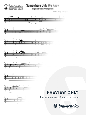 Somewhere Only We Know by Violinspiration - Sheet Music