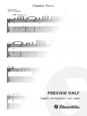Claudia's Theme by Tony Rowden - Sheet Music