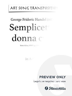 HANDEL: Semplicetto! a donna credi? (transposed to A-flat major) by Art Song Transpositions - Sheet Music