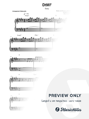 DtMF - Bad Bunny [easy] by Betacustic - Sheet Music