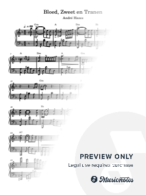 Bloed, Zweet en Tranen - André Hazes by Thomas Geurts - Sheet Music