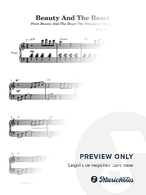 Beauty and the Beast - EASY/INTERMEDIATE PIANO (with Chords) by Glauco Fernandes - Sheet Music