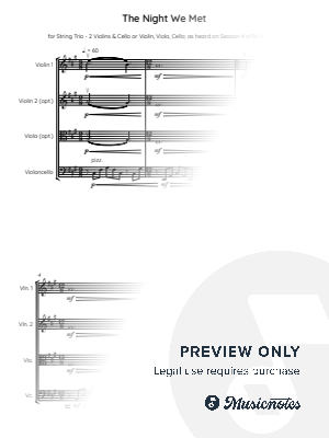 The Night We Met - String Trio Bridgerton Inspired Arrangement by Emily Rockers Bowman - Sheet Music