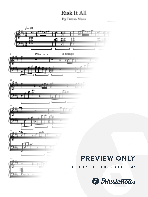 Risk It All - Bruno Mars by Joshua Tan - Sheet Music