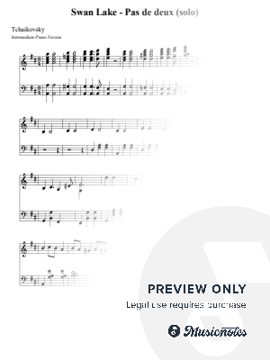 Swan Lake - Pas de deux (solo) - Tchaikovsky (Intermediate - Medium version) by Nivek Piano - Sheet Music