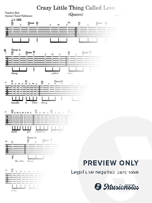Crazy Little Thing Called Love (Guitar) by Teacher Bob - Sheet Music