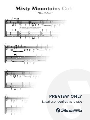 Misty Mountains Cold - The Hobbit by Mykola - Sheet Music