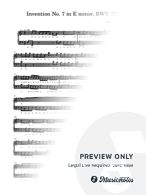 Invention No. 7 in E minor, BWV 778 | Bach | Letter Notes Piano | Note Names Under Every Note