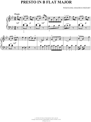 Presto In B Flat Major