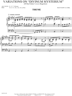 Theme from Variations on "Divinum Mysterium"  (Of the Father's Love Begotten)