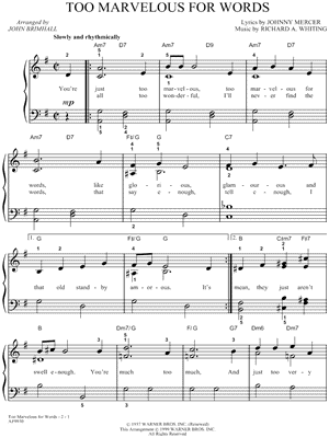 Too Marvelous for Words